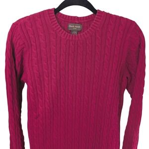 Duck Head Classic Cable Knit Cotton Crewneck Cozy Sweater Women's Large Red